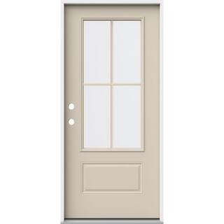 36 in. x 80 in. 1 Panel Right-Hand/Inswing 3/4 Lite Clear Glass Primed Steel Prehung Front Door | The Home Depot