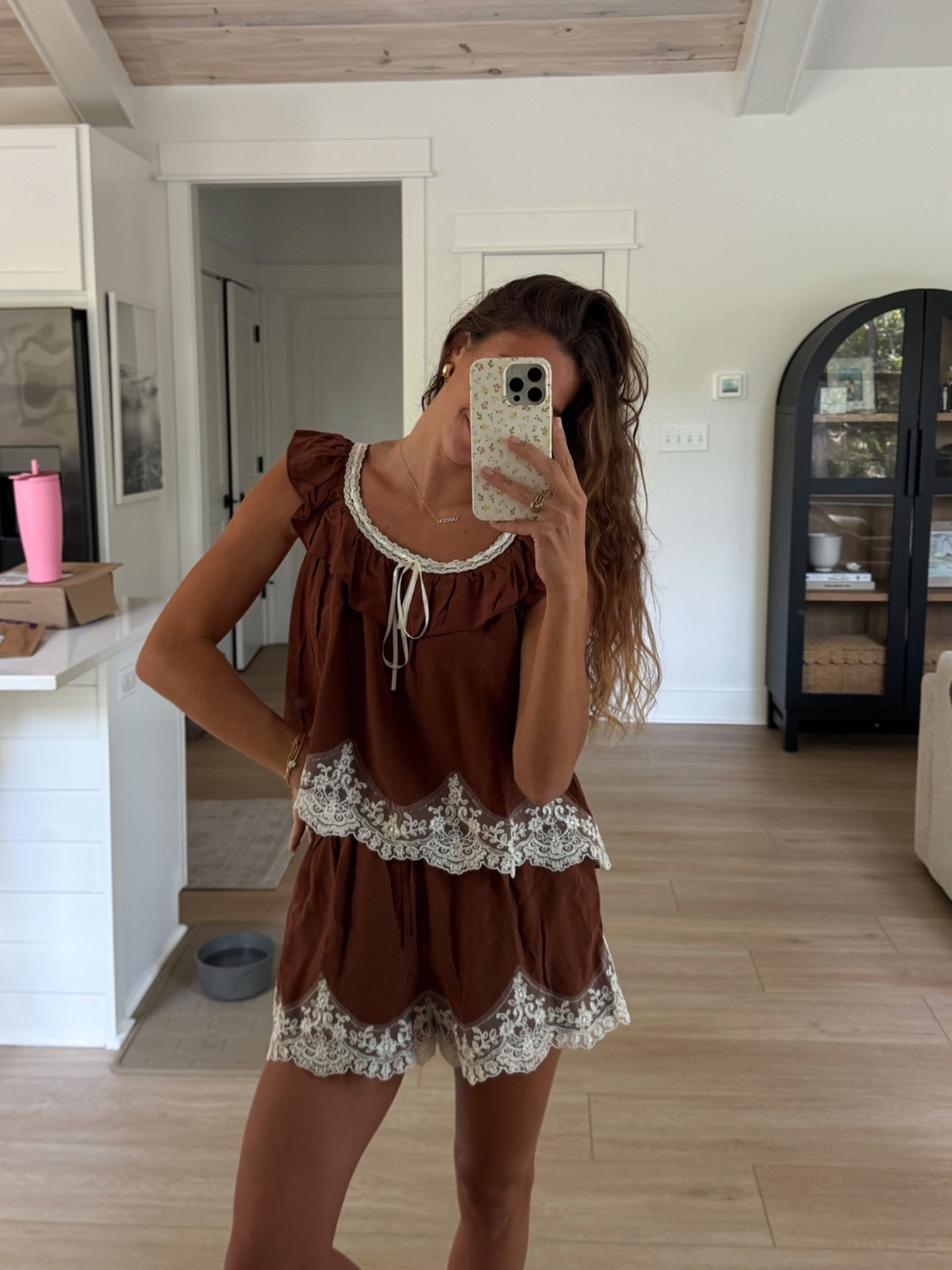 obsessed with this burnt orange brown lace matching set for the transition to fall fashion🤎🍂 warm weather approved! Would be so cute with suede sandals or brown leather knee high boots!

#LTKootd #LTKgrwm #LTKSeasonal