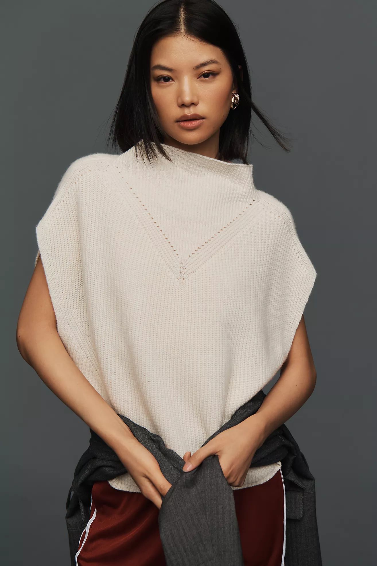 The Enza Oversized Ribbed Cashmere Sweater Vest | Anthropologie (US)