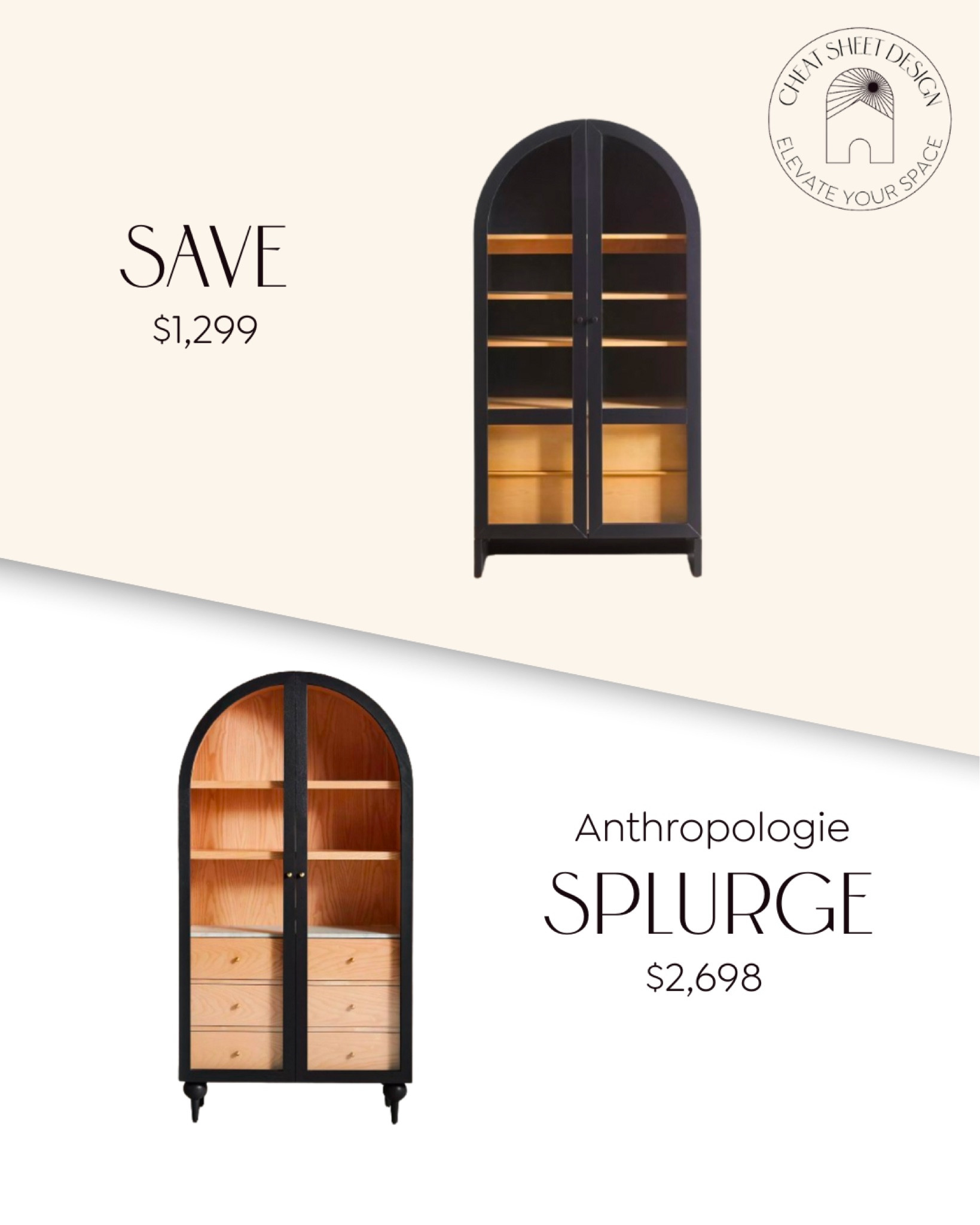 Anthropologie arched black and wood storage cabinet dupe • Are you saving or splurging? 

#LTKstyletip #LTKfamily #LTKhome