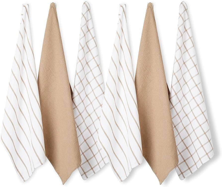 Kitchen Towels Set - Pack of 6 Cotton Dish Towels for Drying Dishes, 18”x 28”, Kitchen Hand T... | Amazon (US)