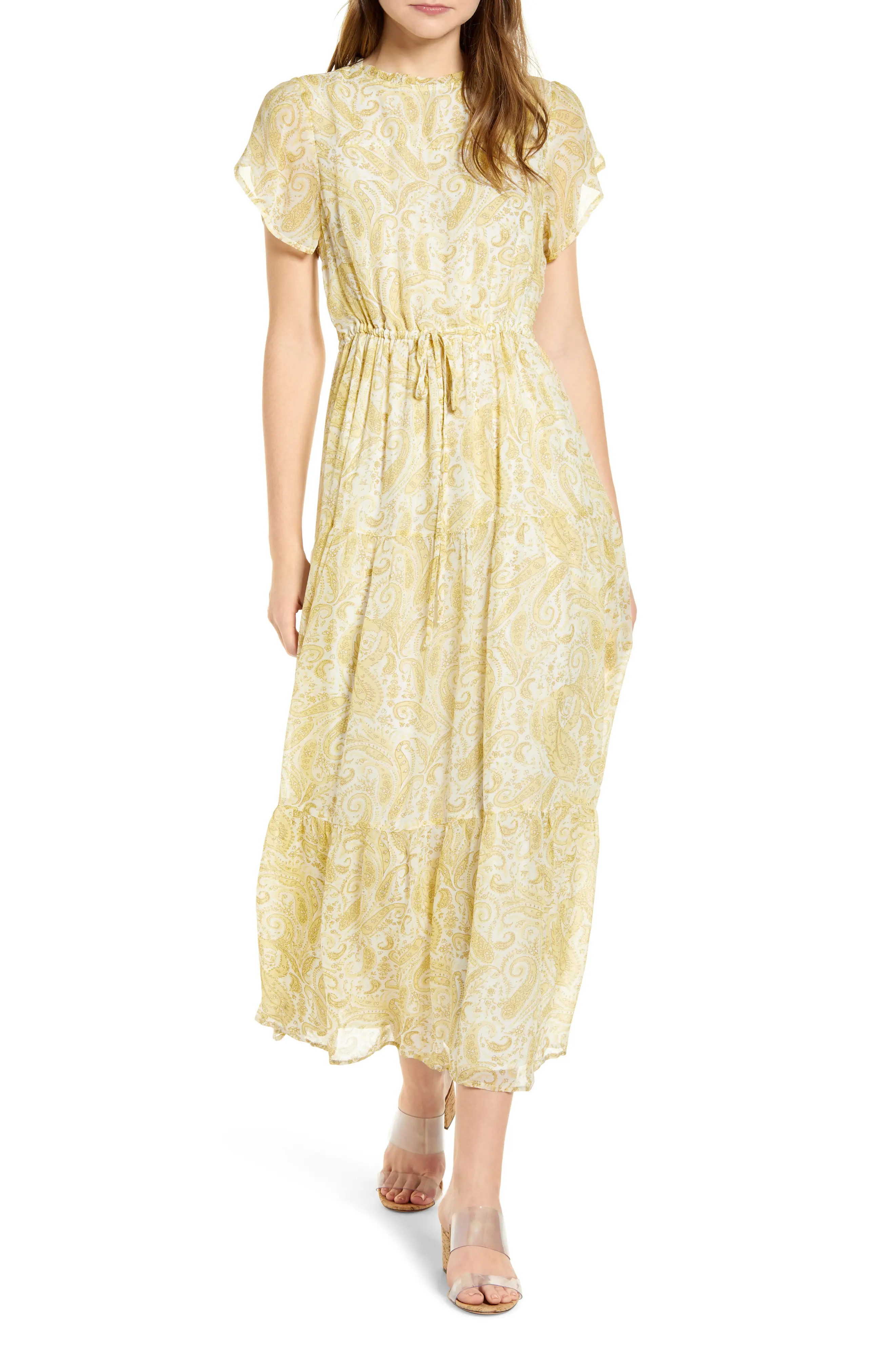 Women's Lucky Brand Ariel Printed Maxi Dress, Size Medium - Yellow | Nordstrom