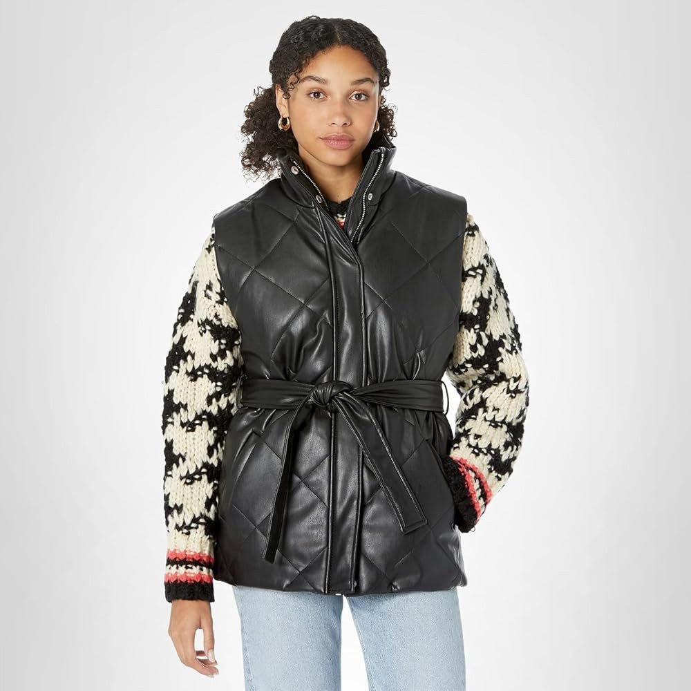 [BLANKNYC] Womens Vegan Leather Quilted Vest With Self Belt | Amazon (US)