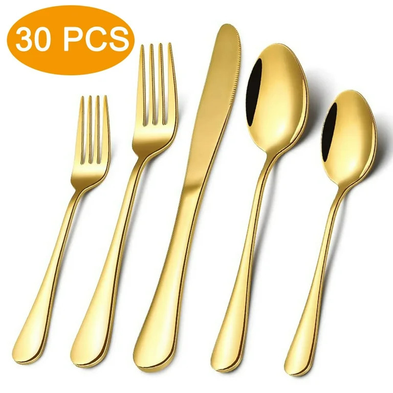 Silverware Sets, 30 Pieces Stainless Steel Flatware Set, Utensils Set Service for 6, Tableware Cu... | Walmart (US)