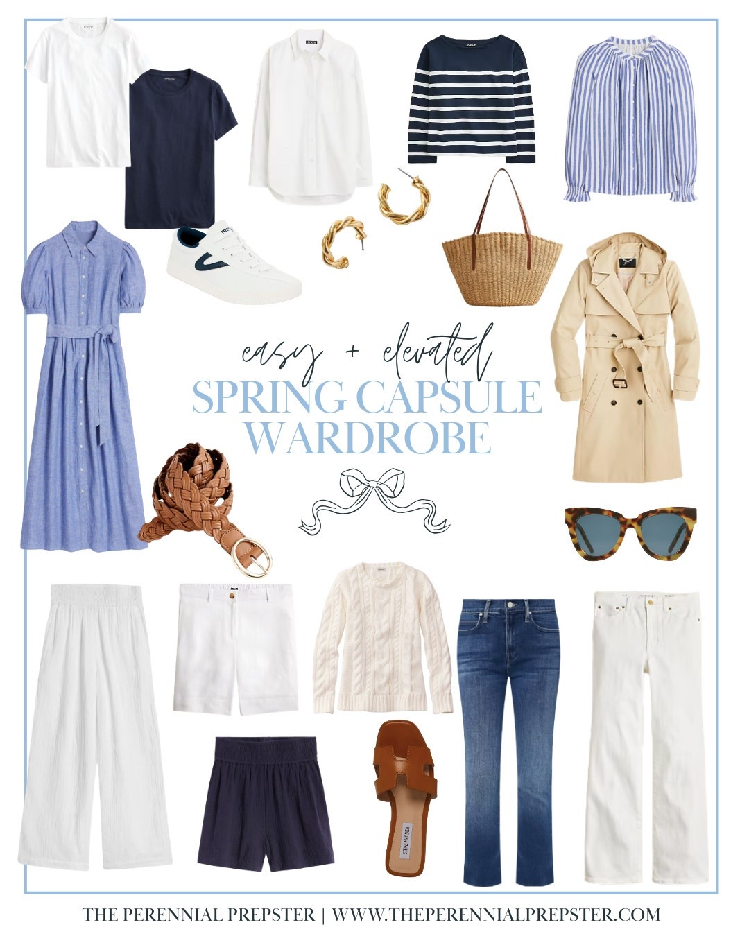 create an easy, elevated spring capsule wardrobe with fewer than 20 classic pieces! Including blue and white pieces, trench coat, linen pants, Breton striped top and more! Classic style preppy style mom style outfit ideas for spring 

#LTKSeasonal #LTKStyleTip