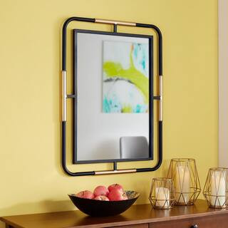 StyleWell Medium Rectangle Black & Gold Modern Accent Mirror (32 in. H x 24 in. W) 17MJ2214-777 -... | The Home Depot