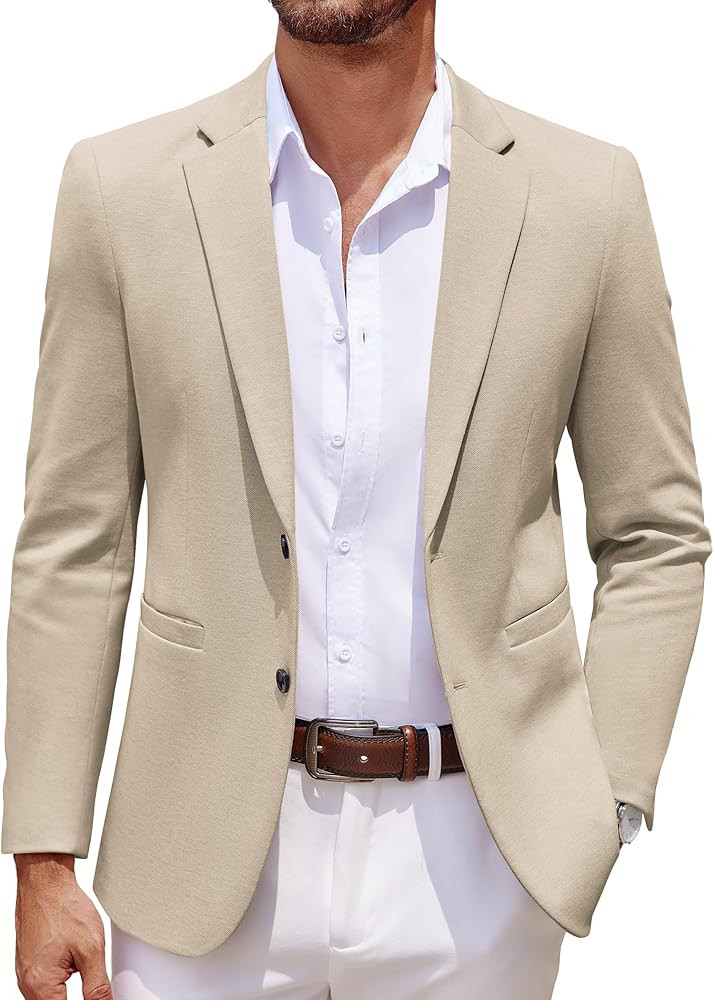 COOFANDY Men's Casual Knit Blazer Two Button Lightweight Sport Coats Suit Jacket | Amazon (US)