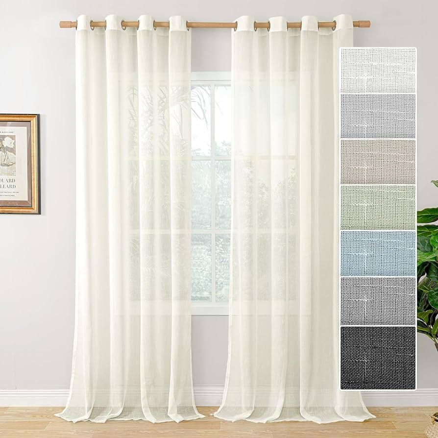 Amazon.com: BGment Sheer Linen Curtains for Living Room 2 Panels Set, Semi Sheer Curtains 108 Inc... | Amazon (US)