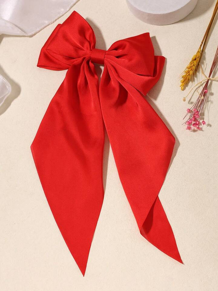 1pc Solid Color Satin Headband Ribbon Scarf Bow Hair Clip For Women Cute | SHEIN