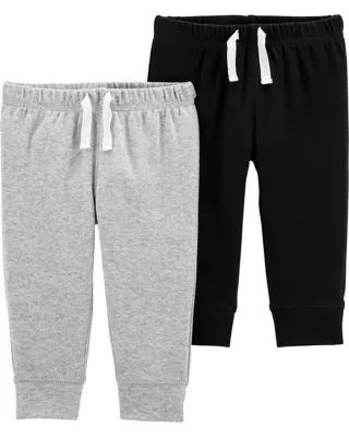 carter's® 2-Pack Cotton Pants in Grey/Black | buybuy BABY | buybuy BABY
