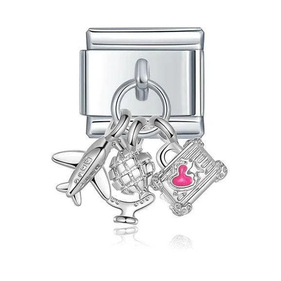 Travel Addict with Stones, on Silver | Charms Official