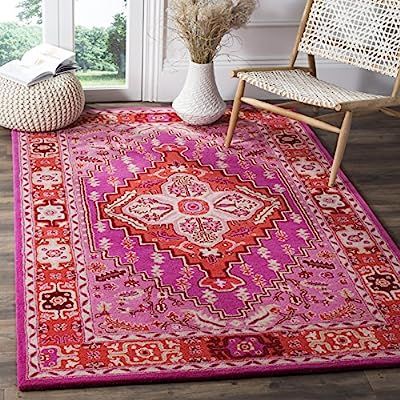 Safavieh Bellagio Collection BLG545B Red and Pink Bohemian Medallion Square Area Rug (5' Square) | Amazon (US)