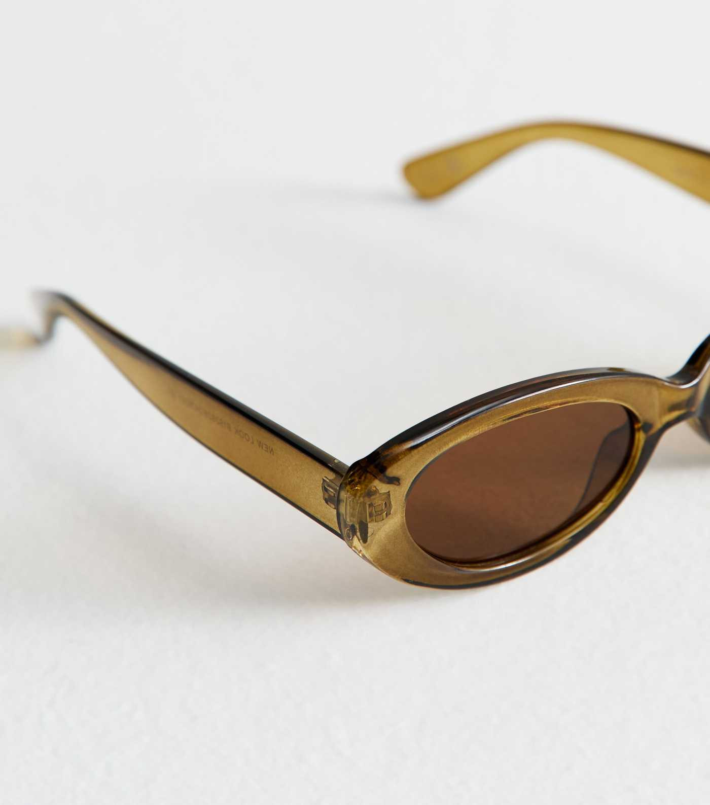 Dark Khaki Oval Frame Sunglasses | New Look | New Look (UK)