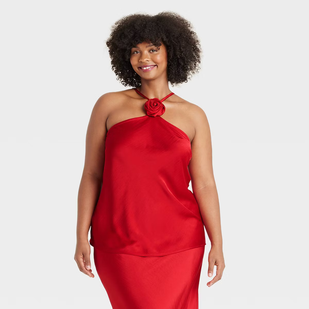 Women's Satin Removable Rosette Halter Top - A New Day™ | Target