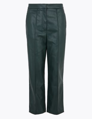 Faux Leather Straight Leg 7/8 Trousers | M&S Collection | M&S | Marks & Spencer (UK)