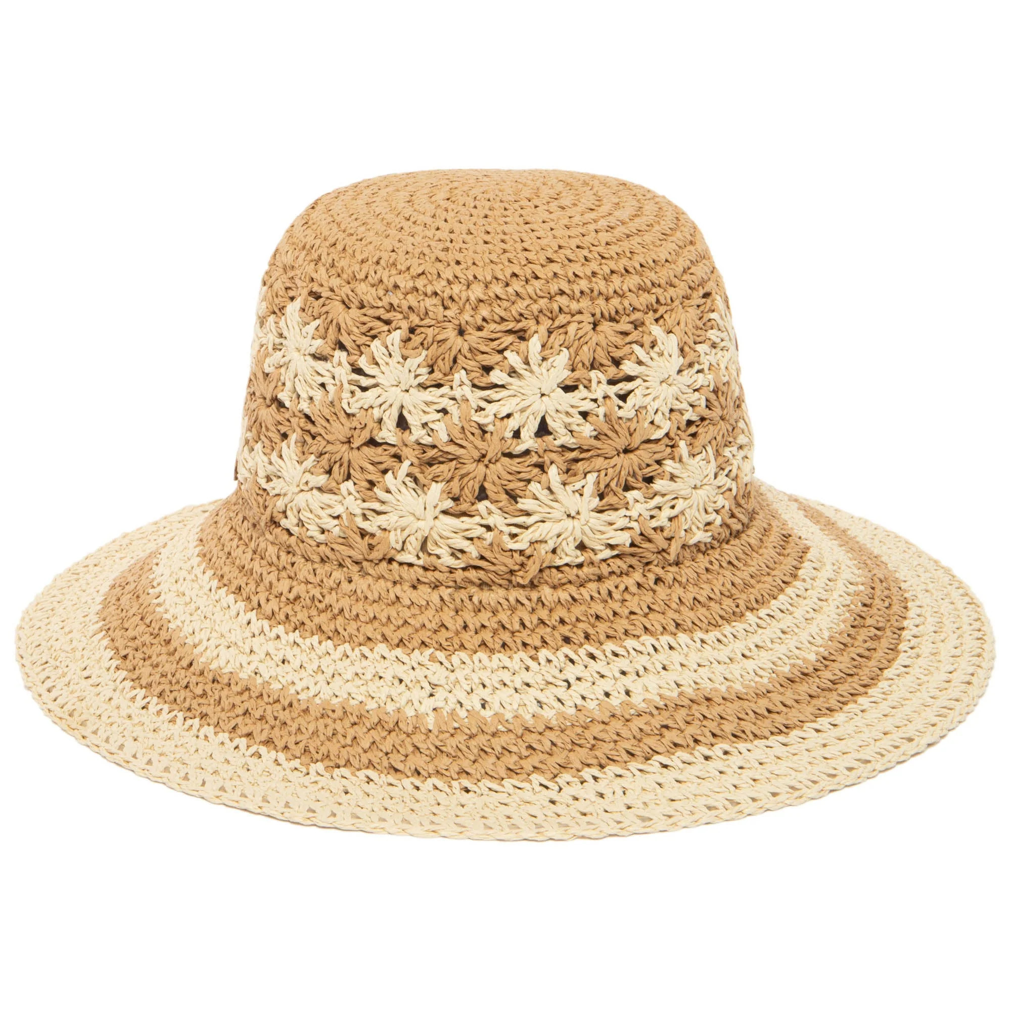 Women's Striped & Floral Crochet Bucket Hat | San Diego Hat Company