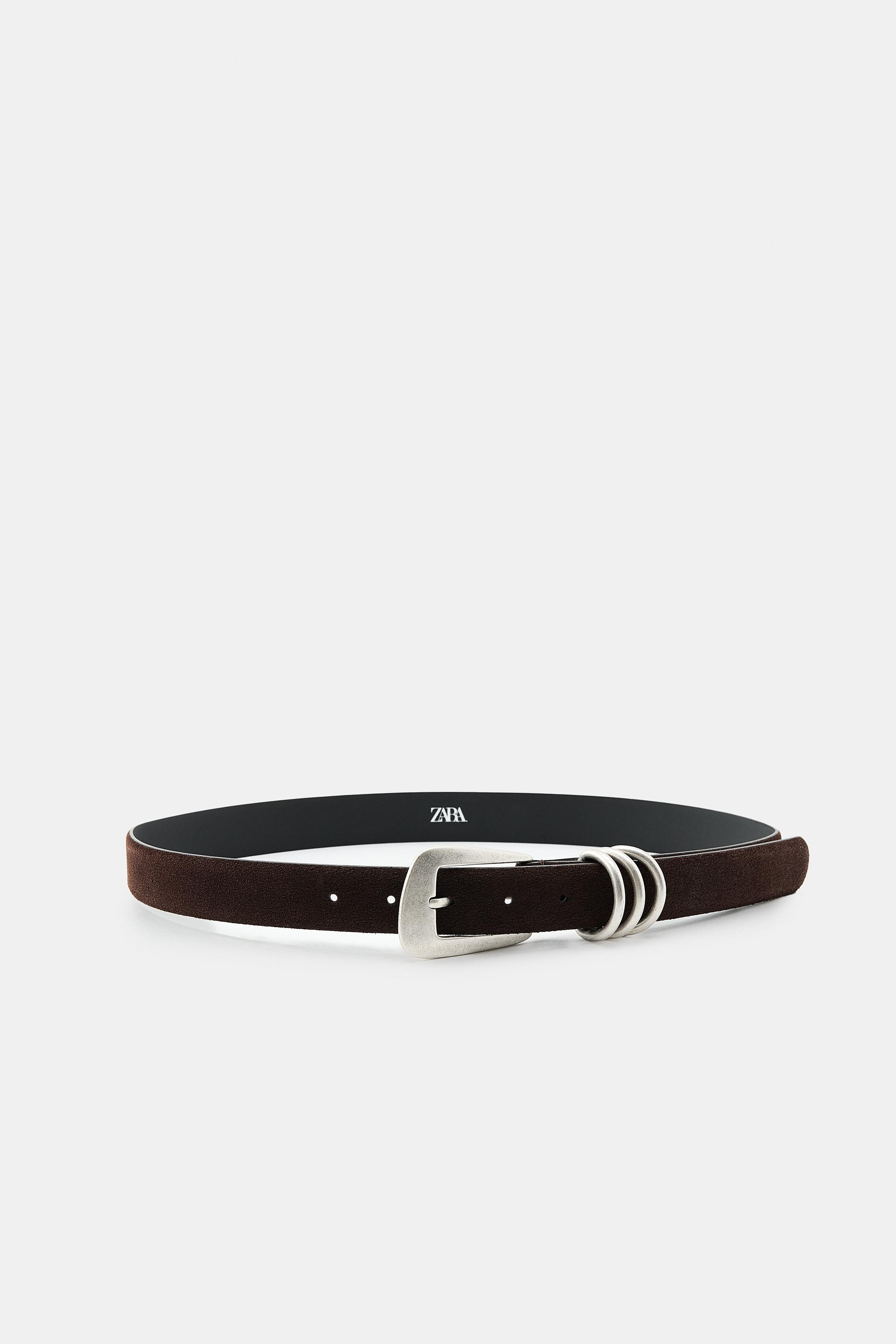 SPLIT LEATHER RING BELT | Zara US