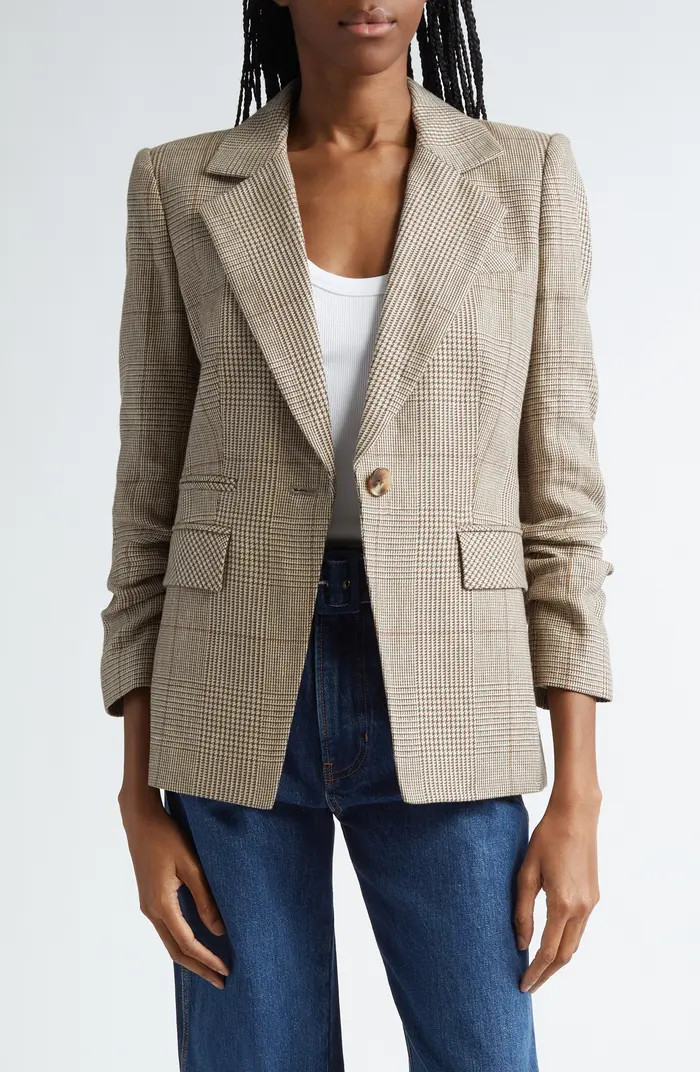 Veronica Beard Battista Glen Plaid Linen & Cotton Blend Dickey Jacket | Nordstrom | Nordstrom