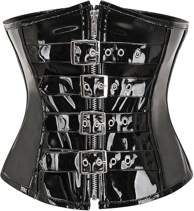 bslingerie Womens PVC Leather Underbust Waist Training Body Shaper Bustier Corset Top | Amazon (US)