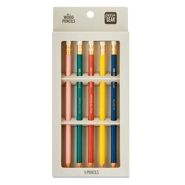 Pen+Gear Sharpened Wood Pencils, No. 2, Assorted Colors, 5 Count - Walmart.com | Walmart (US)