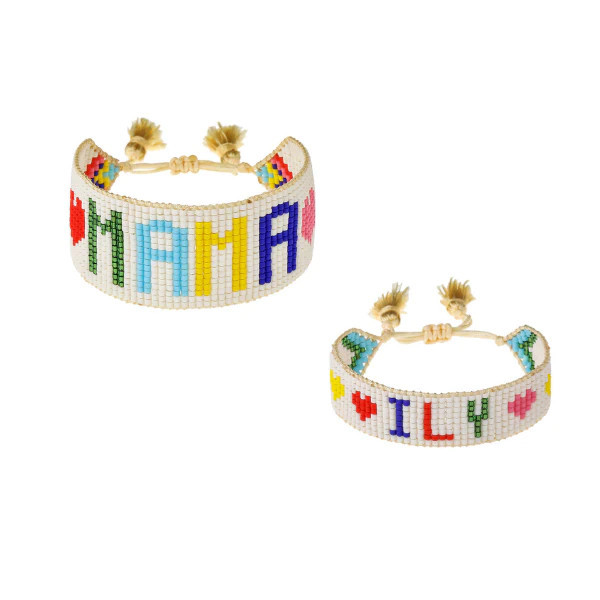 Mini & Me: Rainbow MAMA and ILY Bracelet Set | HART