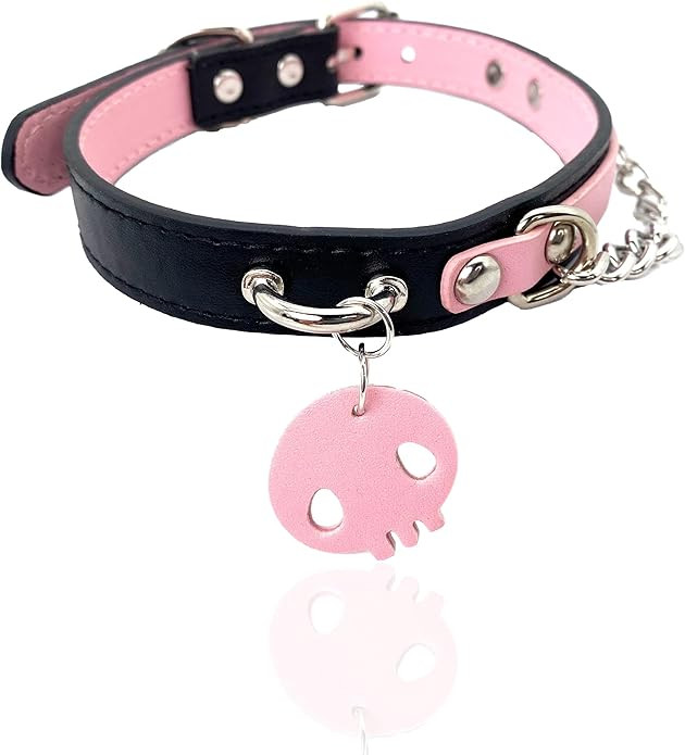 Leather Choker Collar Necklace For Women,Cute Skull Gothic Punk Rock Choker Necklace Collars | Amazon (US)
