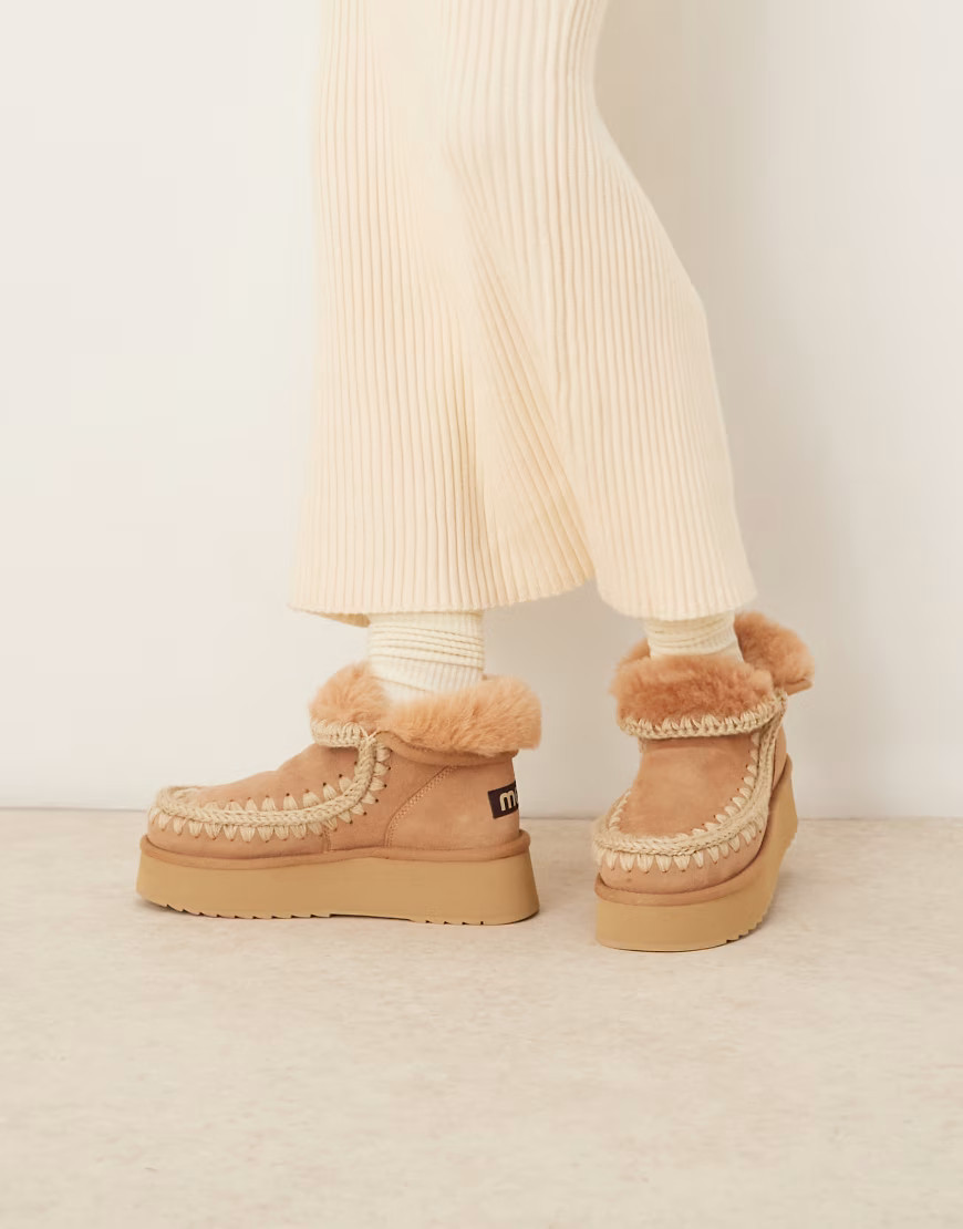 Mou mini platform suede boots in savanna sand-Neutral | ASOS (Global)