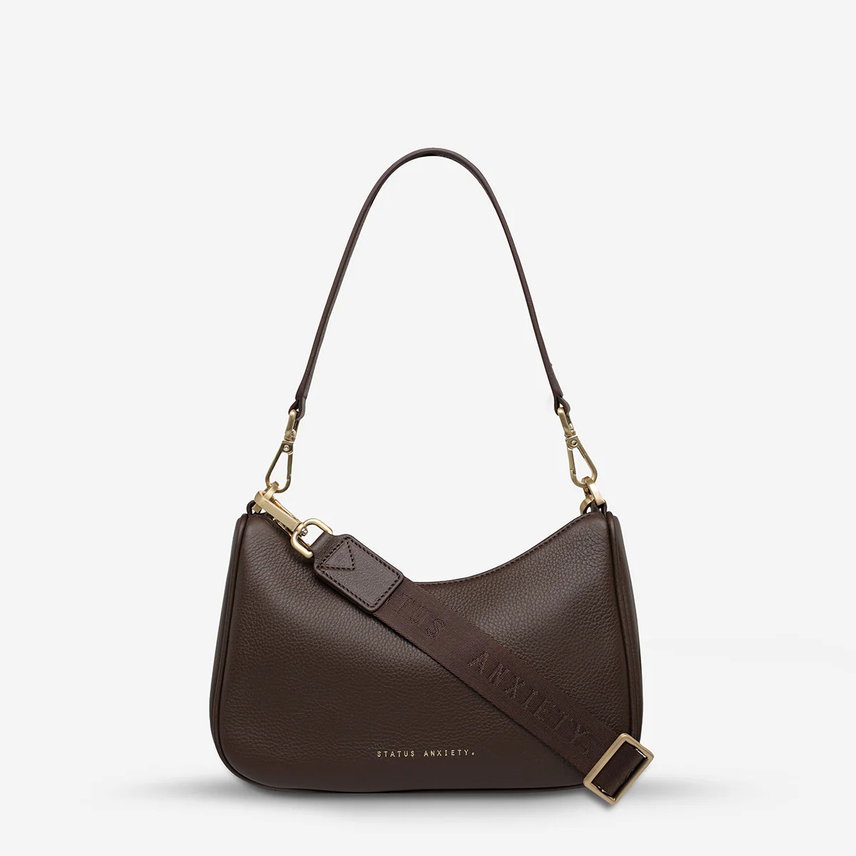 Look Both Ways Women's Cocoa/Gold Leather Bag | Status Anxiety® | Status Anxiety 