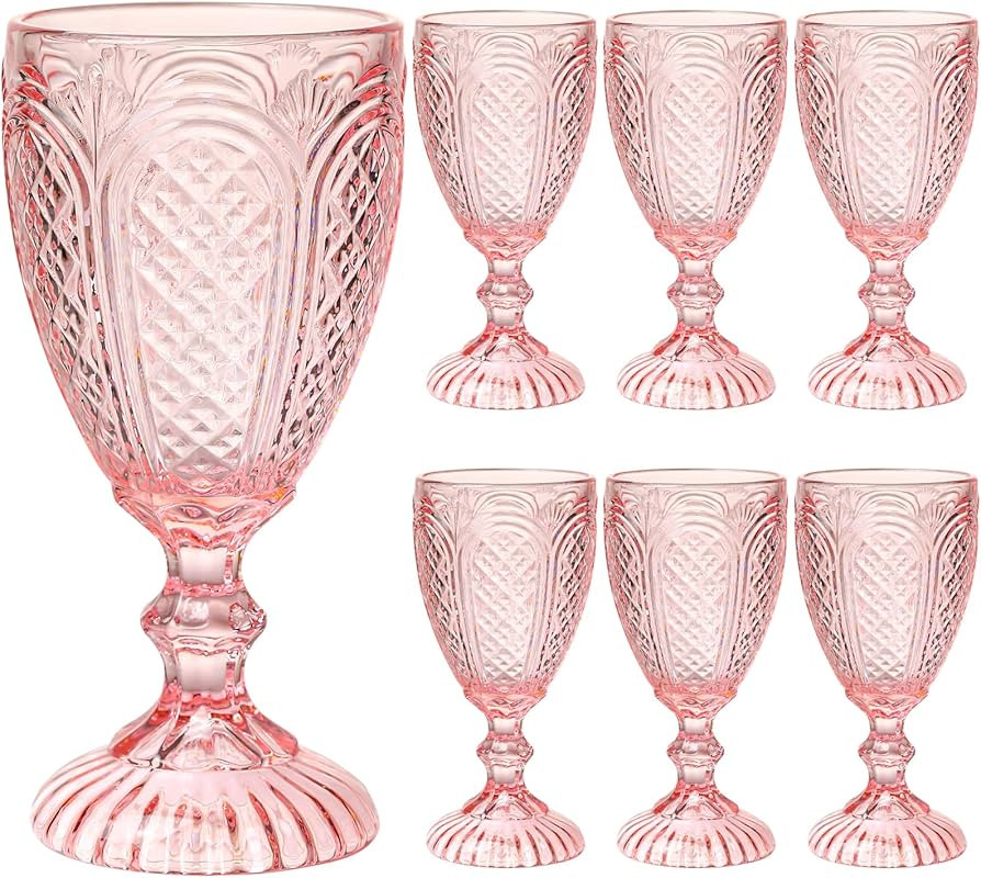 Colored Vintage Wine Glasses Set of 6 – 10.5 Ounces Colored Glass Water Goblets, drinking glass... | Amazon (US)