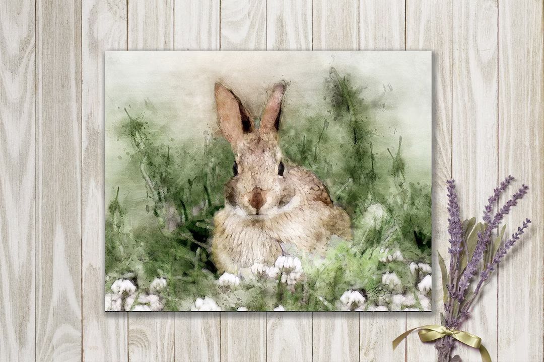 Rustic Easter Decor Rabbit Print  Bunny Watercolor Print - Etsy | Etsy (US)