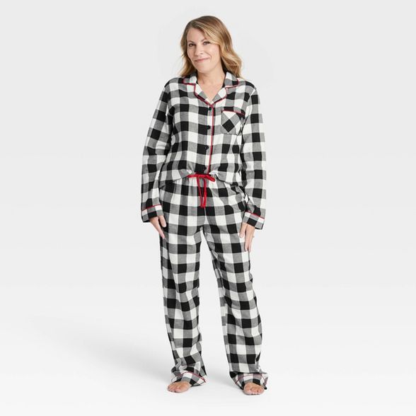 Women's Holiday Buffalo Check Plaid Flannel Matching Family Pajama Set - Wondershop™ White | Target