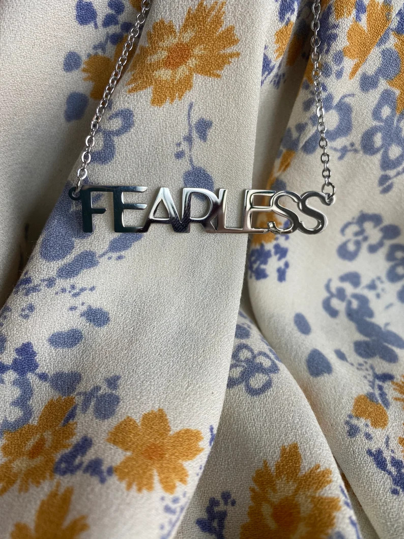 stainless steel fearless necklace | Etsy (US)