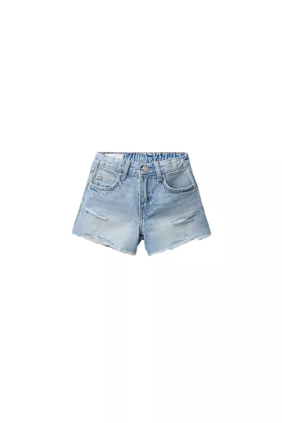Denim shorts with adjustable inner waistband and front button closure. Front pockets and patch po... | Zara US