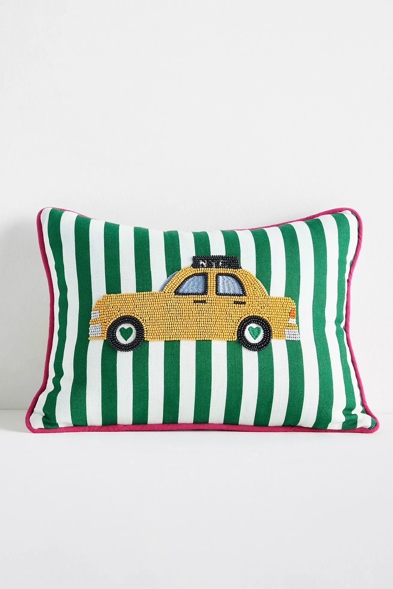 City Icon Embroidered Cotton Pillow | Anthropologie (US)