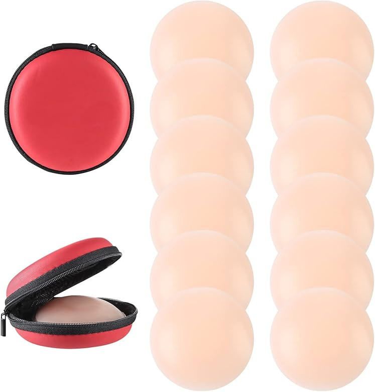 Henykany Nipple Covers for Women - 6 pairs, Reusable Adhesive Pasties Invisible Round Silicone Nippl | Amazon (US)