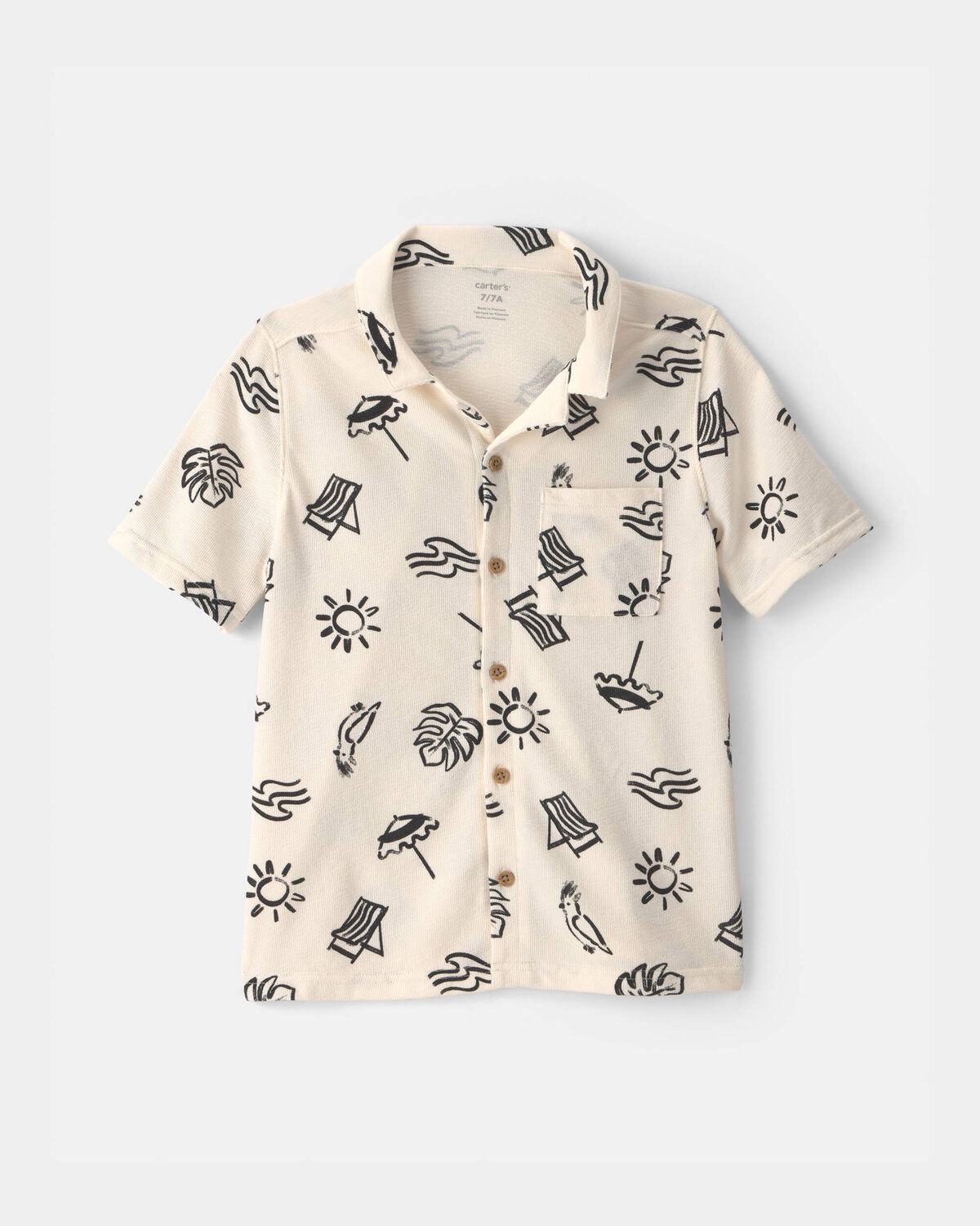 Boys Beach Button-Down Shirt - Ivory | Carter's Inc