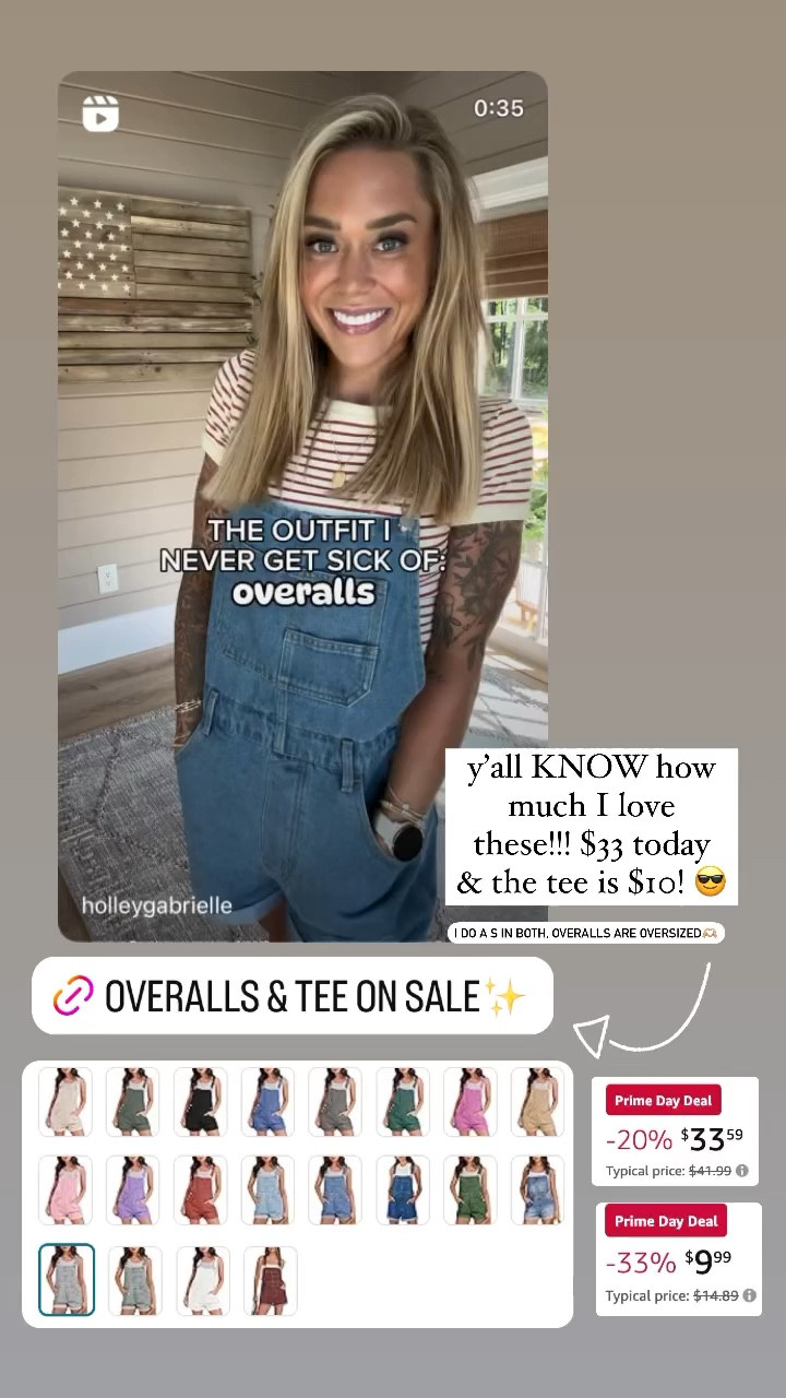 I DO A S IN BOTH, OVERALLS ARE OVERSIZED🫶🏼 y’all KNOW how much I love these!!! $33 today & the tee is $10! 😎

Amazon fashion / prime day / basics / neutrals / Holley Gabrielle 

#LTKFindsUnder50 #LTKSaleAlert #LTKVideo