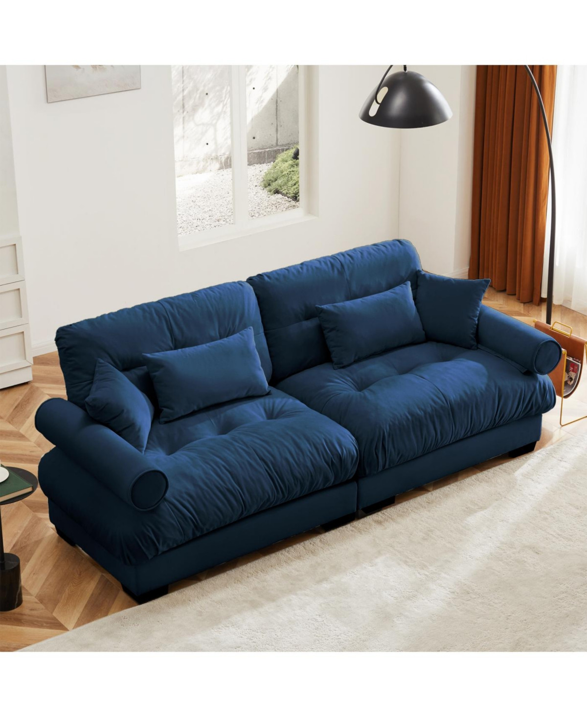 Streamdale Furniture Modern Blue Velvet Two-Seater Sofa with Pillows - Blue | Macy's