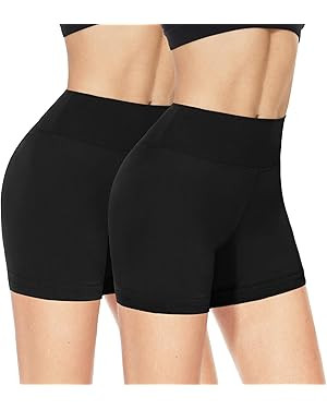 NexiEpoch 2 Pack Biker Shorts for Women - 3"/5" Booty Volleyball High Waisted Black Spandex Short... | Amazon (US)