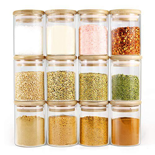 Glass Jars with Bamboo Lids EcoEvo, Glass Spice Jars Set, Glass Food Jars and Canisters Sets, Spi... | Walmart (US)