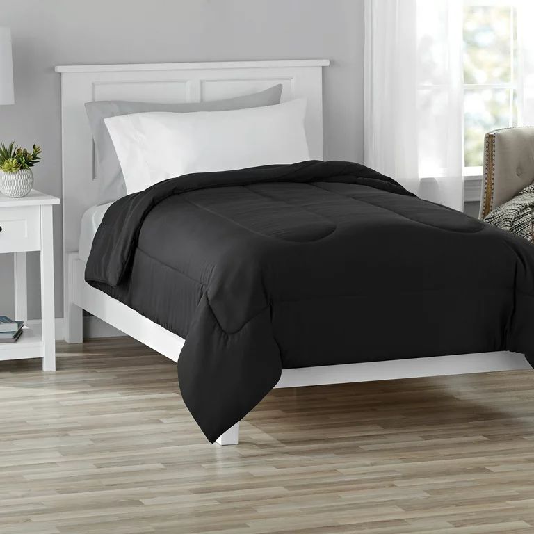 Mainstays Black Reversible Ultra Soft Comforter, Twin / Twin XL | Walmart (US)