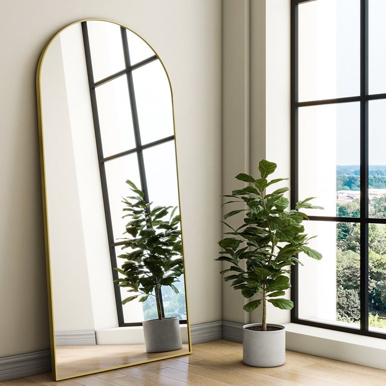 BEAUTYPEAK 71"x30" Arch Full Length Mirror Oversized Floor Mirrors for Standing Leaning, Gold - W... | Walmart (US)