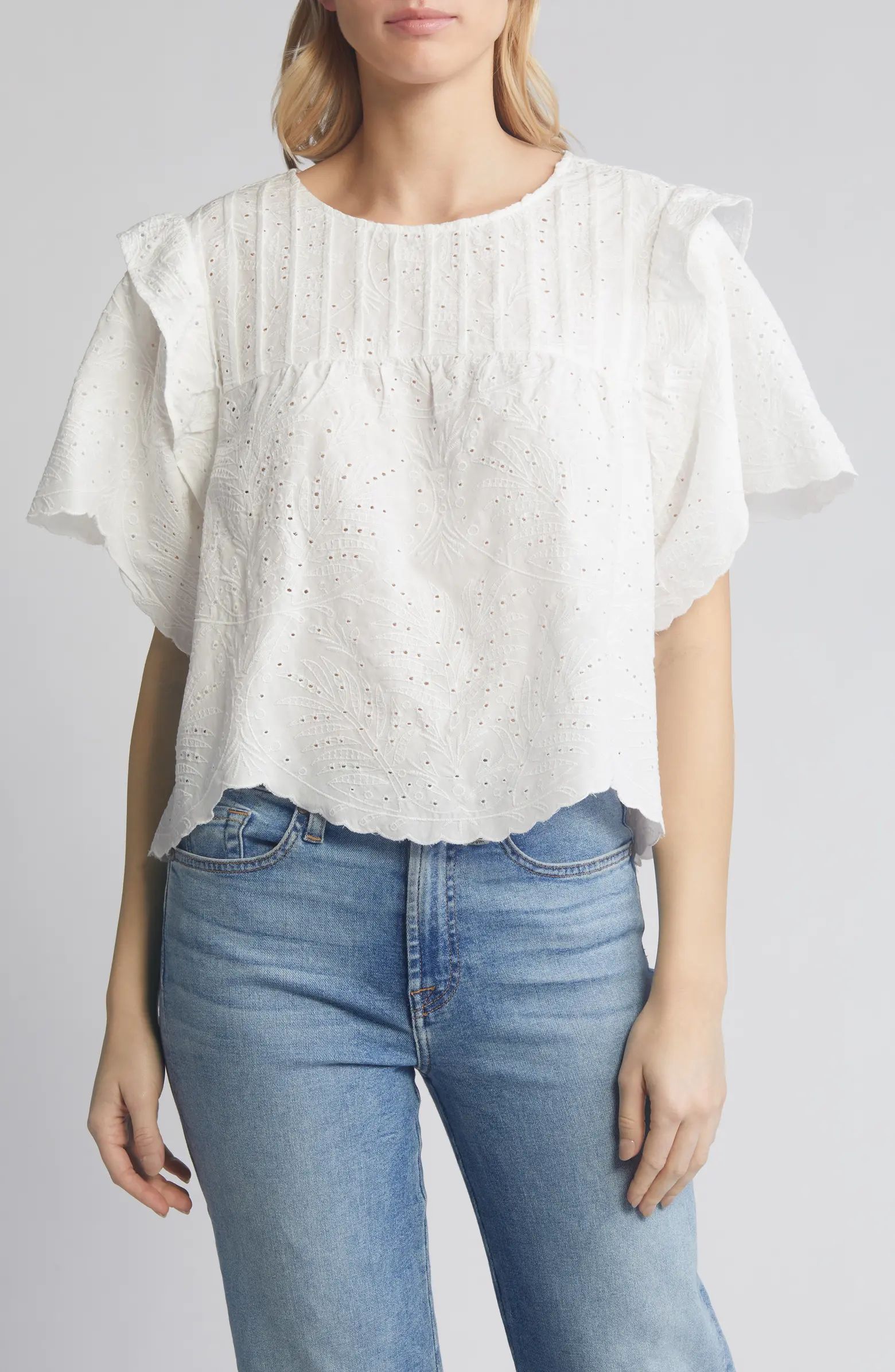 Wit & Wisdom Eyelet Ruffle Top | Nordstrom | Nordstrom