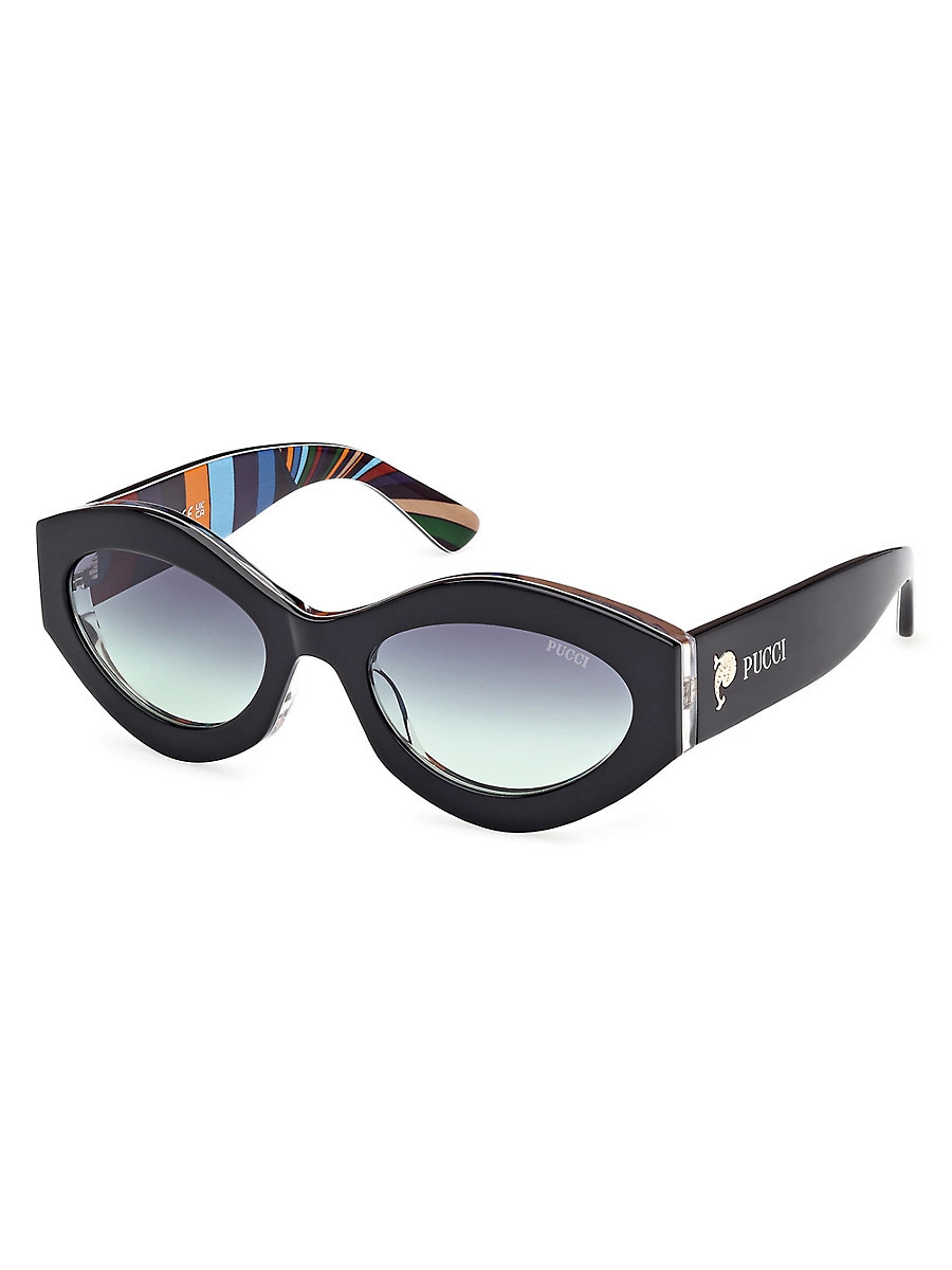 Women's Gradient 54MM Oval Sunglasses - Blue Black | Saks Fifth Avenue