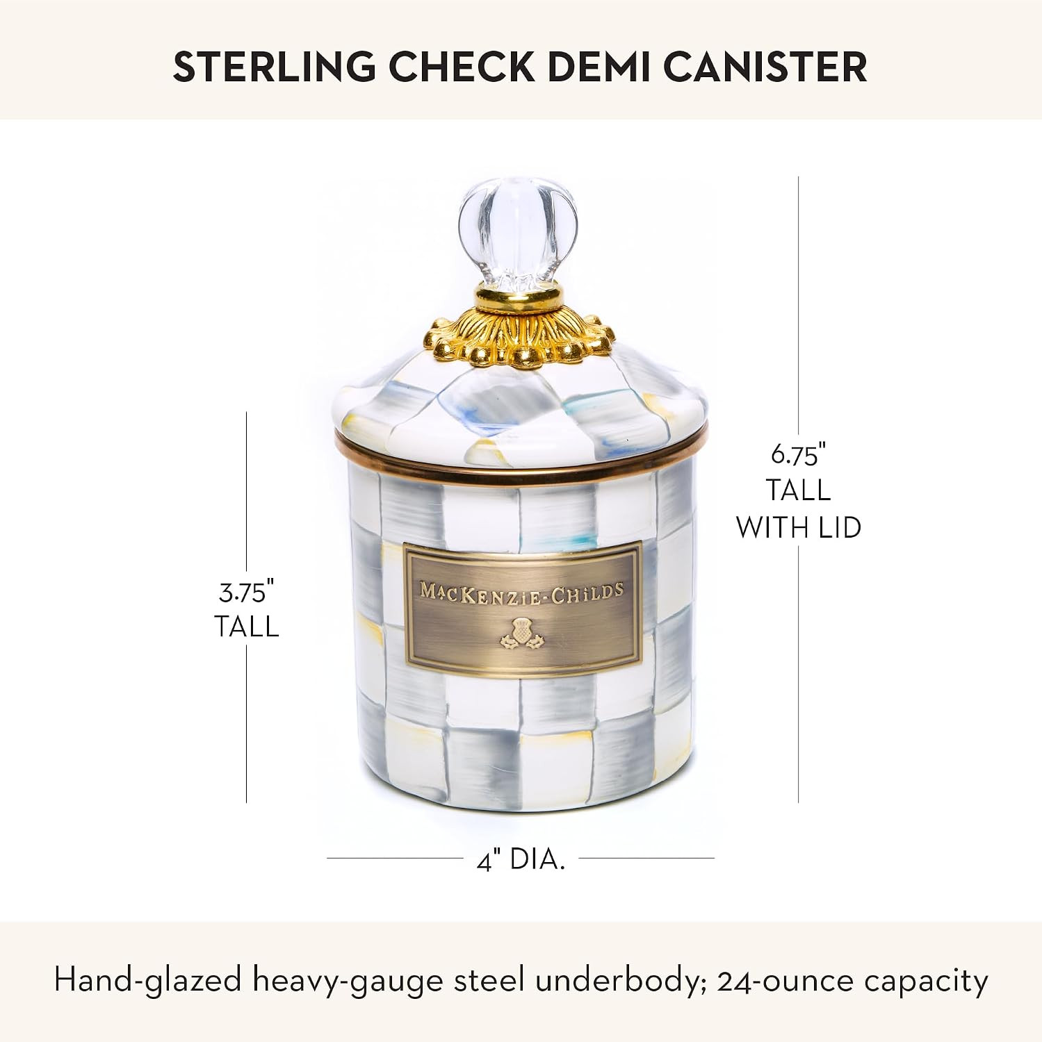MACKENZIE-CHILDS Enamel Canister, Demi, Gray-and-White Sterling Check | Amazon (US)
