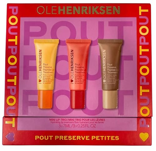 Ole Henriksen Pout Preserve Petites Lip Trio – Mini Peptide Lip Treatments in Citrus Sunshine, Strawberry Sorbet, and Crème Brûlée – 3 x 0.25 fl. oz | Amazon (US)