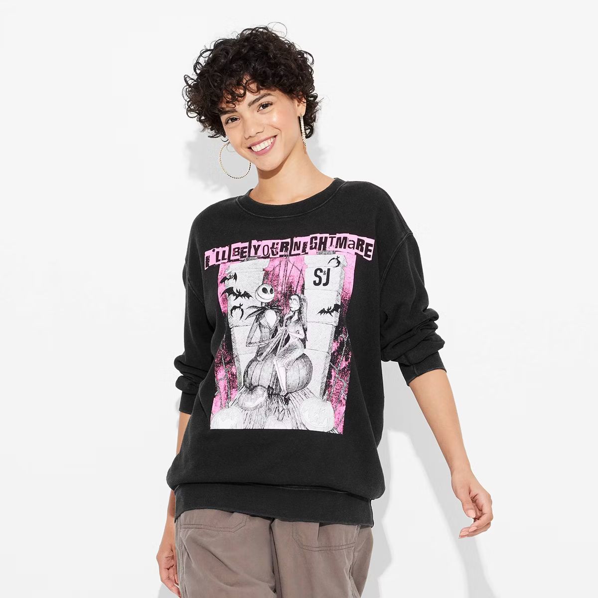 Women's Nightmare Before Christmas I'll Be Your Nightmare Graphic Sweatshirt - Black | Target