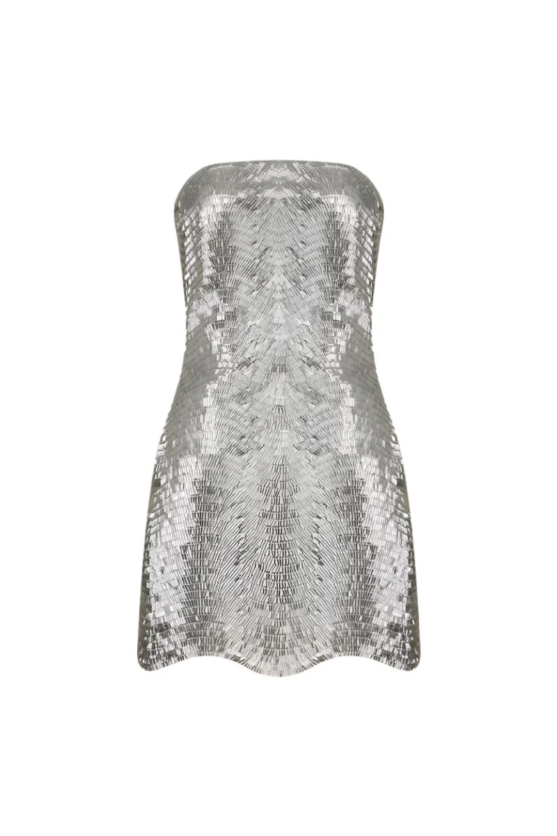 MOSS STRAPLESS SEQUIN DRESS IN SILVER | ILA | CULT MIA | CULT MIA UK LTD