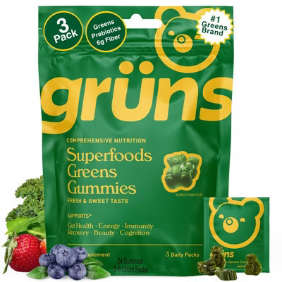 Grüns Adult Low Sugar Greens and Superfood Supplements Gummies - 24ct/3 servings | Target