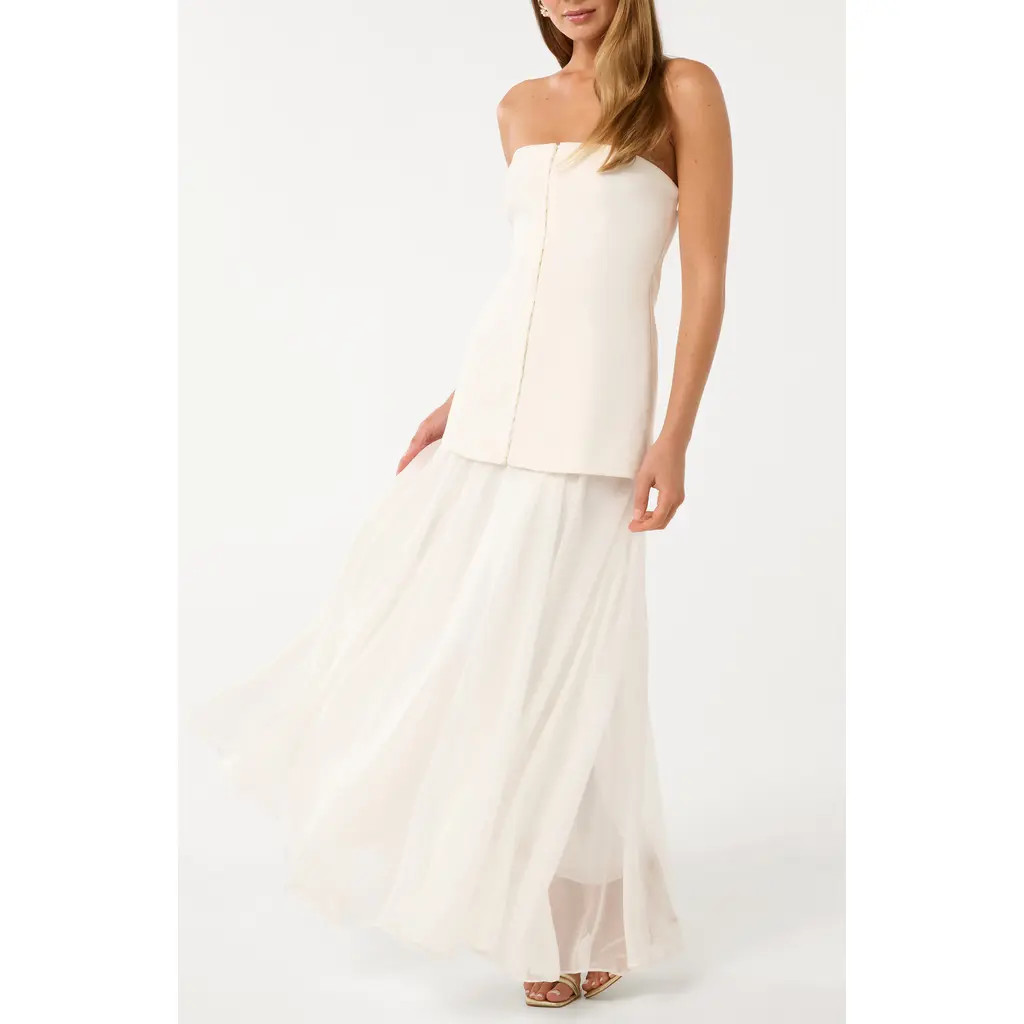 Ever New Mixed Media Strapless Dress in Cream at Nordstrom Rack, Size 0 | Nordstrom Rack